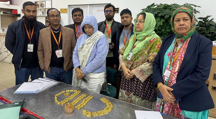 হযরত শাহজালাল আন্তর্জাতিক বিমানবন্দর থেকে ৮ কেজি ২১৭ গ্রাম স্বর্ণ জব্দ